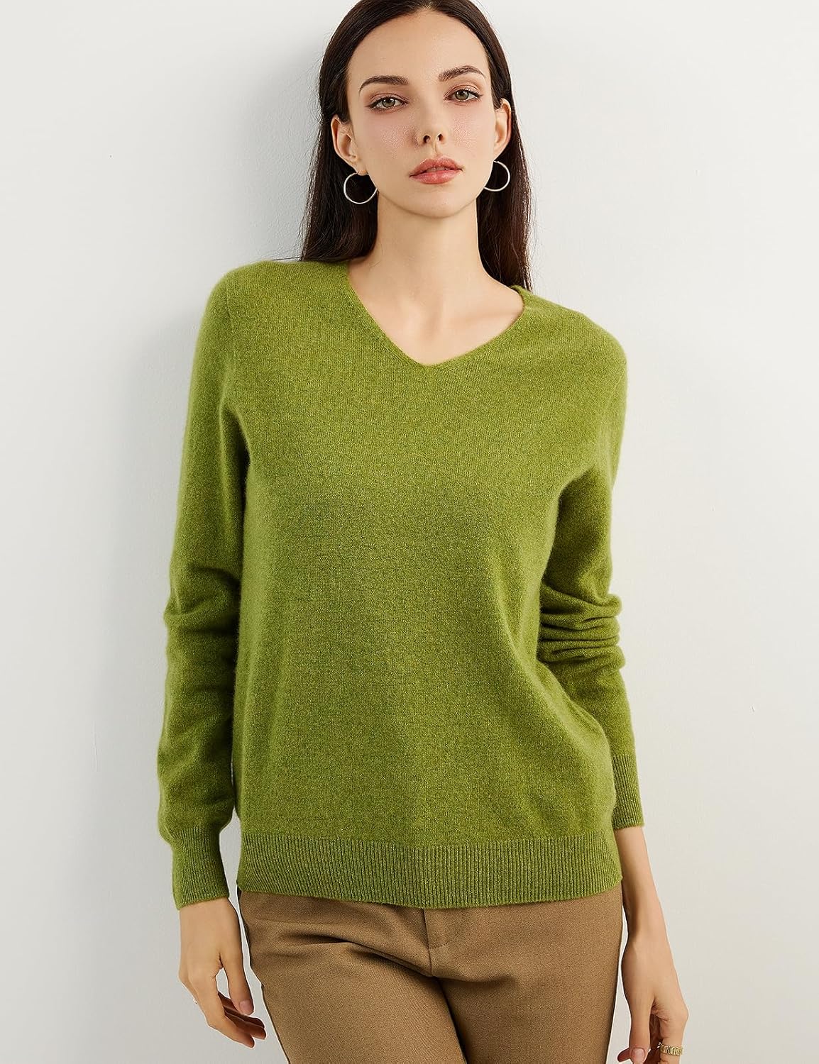 Chanyarn 100% Pure Cashmere Women's Sweater V-Neck Long Sleeve 2025 Fall Winter Warm Soft Knit Pullover