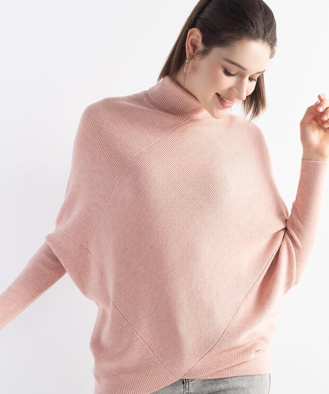 Merino Wool Blend Oversized Turtleneck Sweater