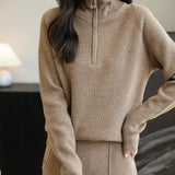 Chanyarn Women's 100% Merino Wool Sweater 2025 Fall Winter 1/4 Zip Pullover Casual Long Sleeve Knit Sweater Tops
