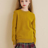 Chanyarn Girls 100% Merino Wool Sweater 2025 Fall Winter Kids Solid Crew Neck Warm Soft Long Sleeve Knit Pullover Jumper