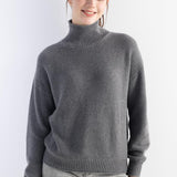 Women's Merino Wool Blend Sweater 2025 Fall Winter Mock Neck Loose Fit Long Sleeve Knit Pullover Sweater