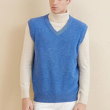 Men's 100% Merino Wool Sweater Vest 2025 Fall Winter Casual Solid V Neck Soft Sleeveless Knitted Sweater Vest