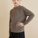 Girls Crew Neck 100% Merino Wool Sweater 2025 Fall Winter Kids Warm Soft Long Sleeve Knitted Pullover Sweater