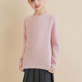 Girls Crew Neck 100% Merino Wool Sweater 2025 Fall Winter Kids Warm Soft Long Sleeve Knitted Pullover Sweater