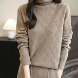 Chanyarn Women's 100% Merino Wool Séter 2025 Otoño Invierno Moda Turtleneck Cable de manga larga Cabina de cable Copas