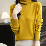Chanyarn Women's100％メリノウールシームレスセータータートルネックファーストライン長いスリーブニットプルオーバートップを着用する準備ができています