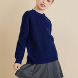 Girls Crew Neck 100% Merino Wool Sweater 2025 Fall Winter Kids Warm Soft Long Sleeve Knitted Pullover Sweater