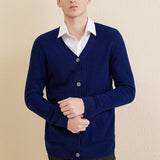 Men's 100% Merino Wool Cardigan Sweater 2025 Fall Winter Casual V Neck Warm Soft Long Sleeve Knitted Sweater