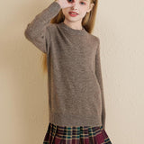 Chanyarn Girls 100% Merino Wool Sweater 2025 Fall Winter Kids Solid Crew Neck Warm Soft Long Sleeve Knit Pullover Jumper