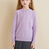 Chanyarn Girls 100% Merino Wool Sweater 2025 Fall Winter Kids Solid Crew Neck Warm Soft Long Sleeve Knit Pullover Jumper