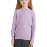 Suéter feminino 100% lã merino sólido com gola redonda