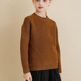 Girls Crew Neck 100% Merino Wool Sweater 2025 Fall Winter Kids Warm Soft Long Sleeve Knitted Pullover Sweater