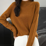 Chanyarn Women's 100% Merino Wool Seamless Sweater Mock Neck First-Line Ready to Wear Long Sleeve Knitted Pullover Tops