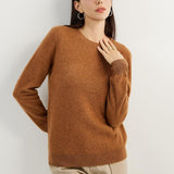 Women's 100% Pure Cashmere Sweater 2025 Fall Winter Crew Neck Long Sleeve Warm Soft Knitted Pullover