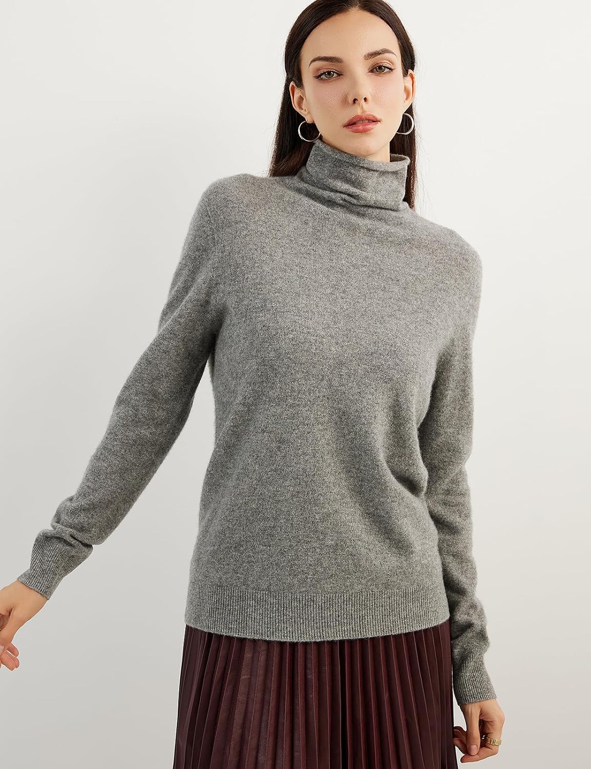 100% Pure Cashmere Women's Sweater Turtleneck Long Sleeve Warm Soft 2025 Fall Winter Knit Pullover