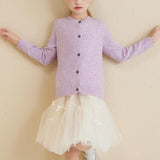 Girls 100% Merino Wool Cardigan 2025 Fall Winter Kids Crew Neck Warm Soft Long Sleeve Knit Cardigan Sweater