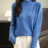 Chanyarn Women's 100% Merino Wool Seamless Sweater Mock Neck First-Line Ready to Wear Long Sleeve Knitted Pullover Tops
