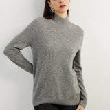 100% Pure Cashmere Women's Sweater Mock Neck Long Sleeve Warm Soft 2025 Fall Winter Knit Pullover