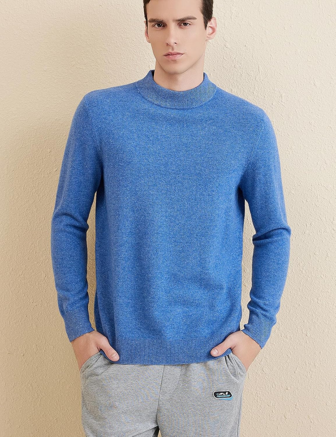 Men's 100% Merino Wool Sweater 2025 Fall Winter Casual Mock Neck Warm Soft Long Sleeve Knitted Sweater
