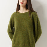 Suéter sem costura 100% lã Merino com gola redonda