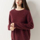 Suéter sem costura 100% lã Merino com gola redonda