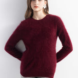 Chanyarn Women's 100% Cashmere Sweater Luxury Hairy Warm Tops Crewneck 2025 Fall Winter Long Sleeve Soft Knit Pullover