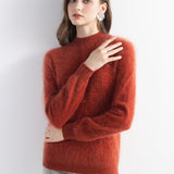 Chanyarn Women's 100% Cashmere Sweater Luxury Hairy Warm Top Mock Neck 2025 Fall Winter Long Sleeve Soft Knit Pullover