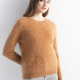 Chanyarn Women's 100% Cashmere Sweater Luxury Hairy Warm Tops Crewneck 2025 Fall Winter Long Sleeve Soft Knit Pullover