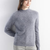 Chanyarn Women's 100% Cashmere Sweater Luxury Hairy Warm Top Mock Neck 2025 Fall Winter Long Sleeve Soft Knit Pullover