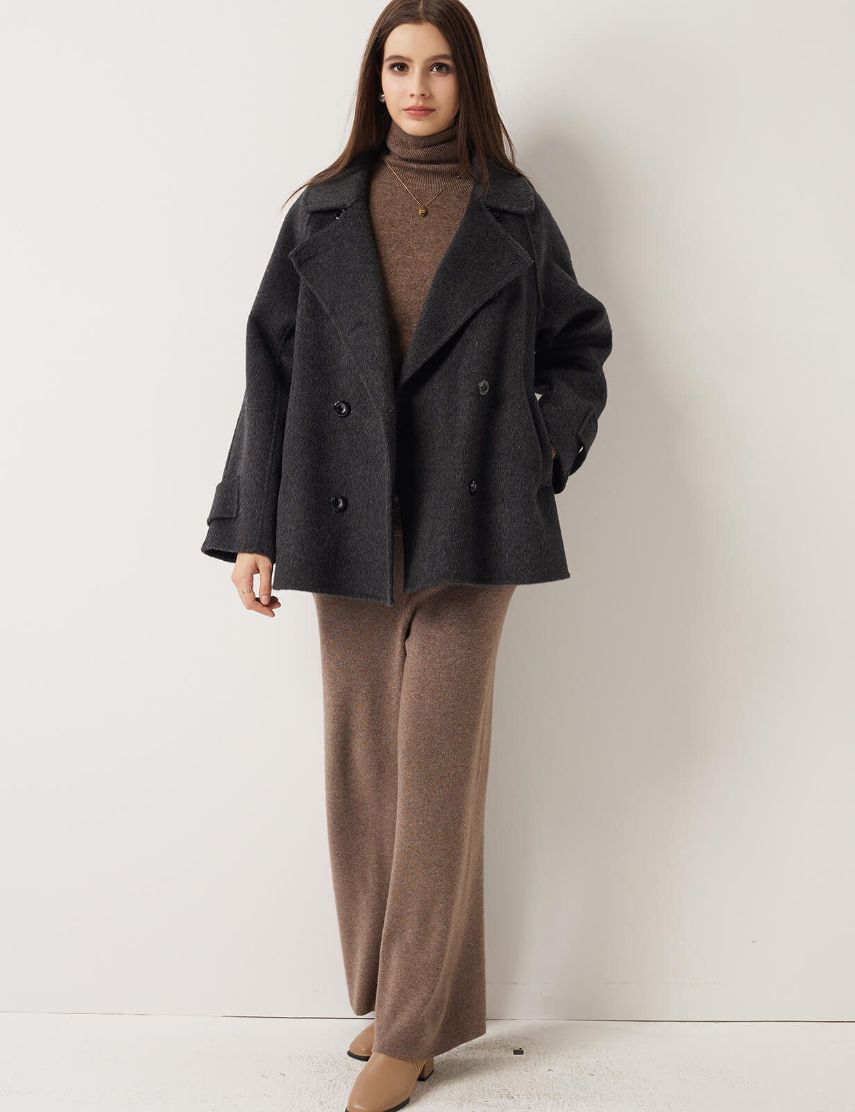 100% Merino Wool Double Breasted Loose Coat