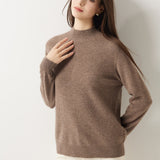 30% Cashmere 70% Merino Wool Seamless Mock Neck Sweater