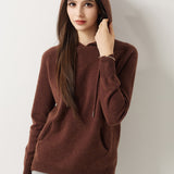 30% Cashmere 70% Merino Wool Hooded Knit Sweater