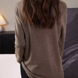 Women's 100% Merino Wool Base Layer Shirt Tops Crewneck Long Sleeve Travel Hiking Tee T Shirt Pullover Sweater