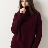 Maglione con zip e collo a lupetto in 100% lana merino