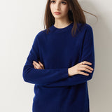 Pull à col rond sans couture 100 % laine mérinos