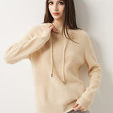 Maglione con cappuccio 30% cashmere 70% lana merino