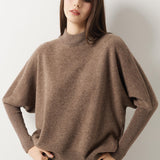 100% Merino Wool Mock Neck Batwing Sweater