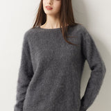 Suéter sem costura 100% lã Merino com gola redonda