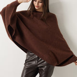 30% Cashmere 70% Merino Wool Batwing Sleeves Crew Neck Sweater
