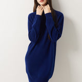 100% Merino Wool Turtleneck Knit Sweater Dress