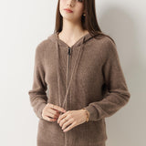 30% Cashmere 70% Merino Wool Zip Hooded Cardigan