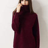 Pull à col roulé sans couture 100 % laine mérinos