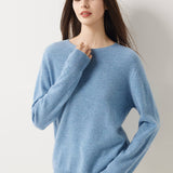 30% Cashmere 70% Merino Wool Seamless Crew Neck Sweater