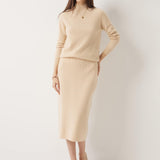 30% Cashmere and 70% Merino Wool High Waist Skirt