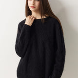 Suéter sem costura 100% lã Merino com gola redonda