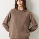 30% Cashmere 70% Merino Wool Seamless Crew Neck Sweater