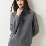 Pull à col roulé sans couture 100 % laine mérinos