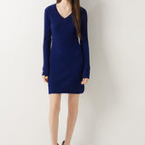 Vestido suéter 100% lã Merino com decote em V