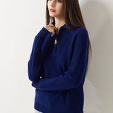 Maglione con zip e collo a lupetto in 100% lana merino