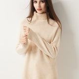 Pull à col roulé sans couture 100 % laine mérinos